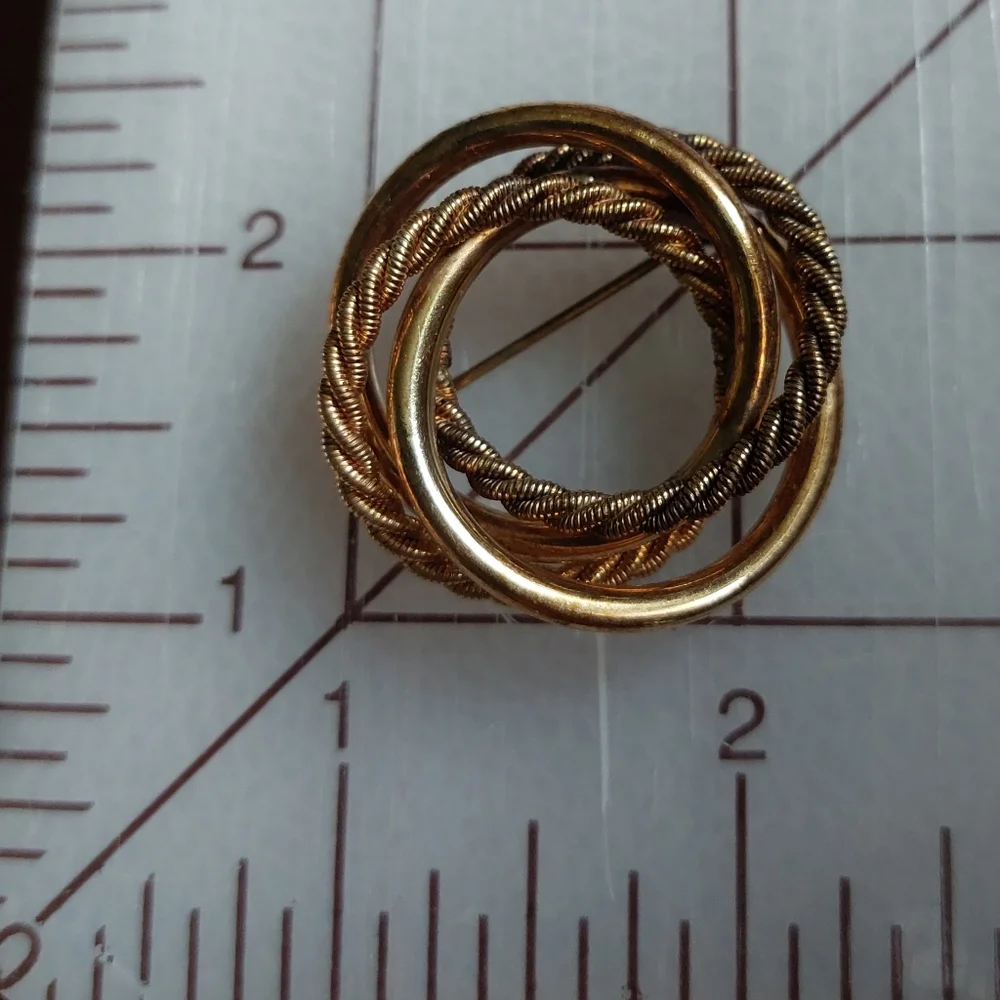 Vintage H.G. Henry Griffith Stacked Circle Brooch 12K GF, Estate Jewelry